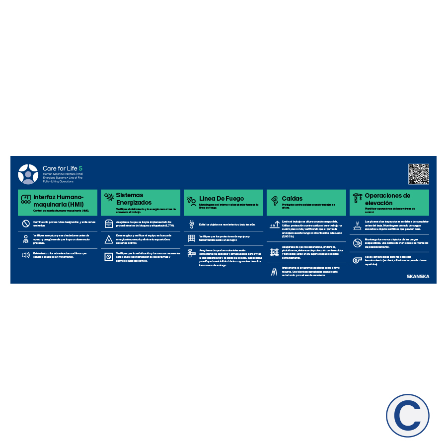 Care for Life 5 - Skanska EHS CFL5 - 10'x3' Banner Washington - Spanish
